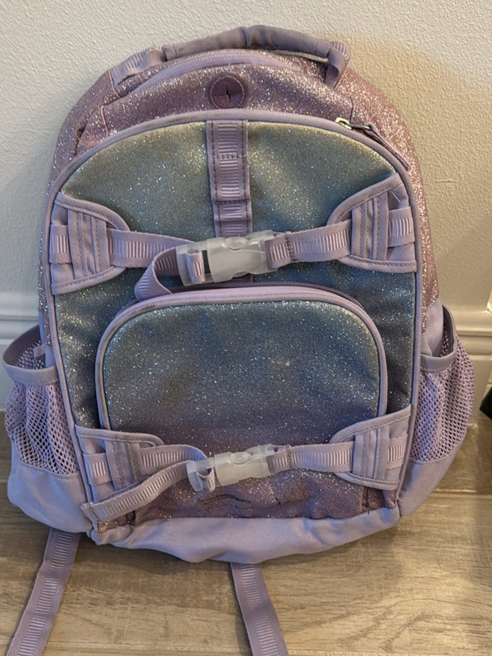 Pottery Barn Kids Glitter Lilac and Iridescent Backpack